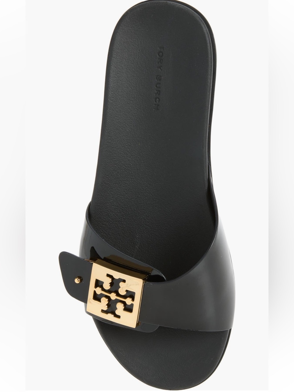 NEW Tory Burch Buckle Slide Sandal in Perfect Black Gold - Picture 5 of 11